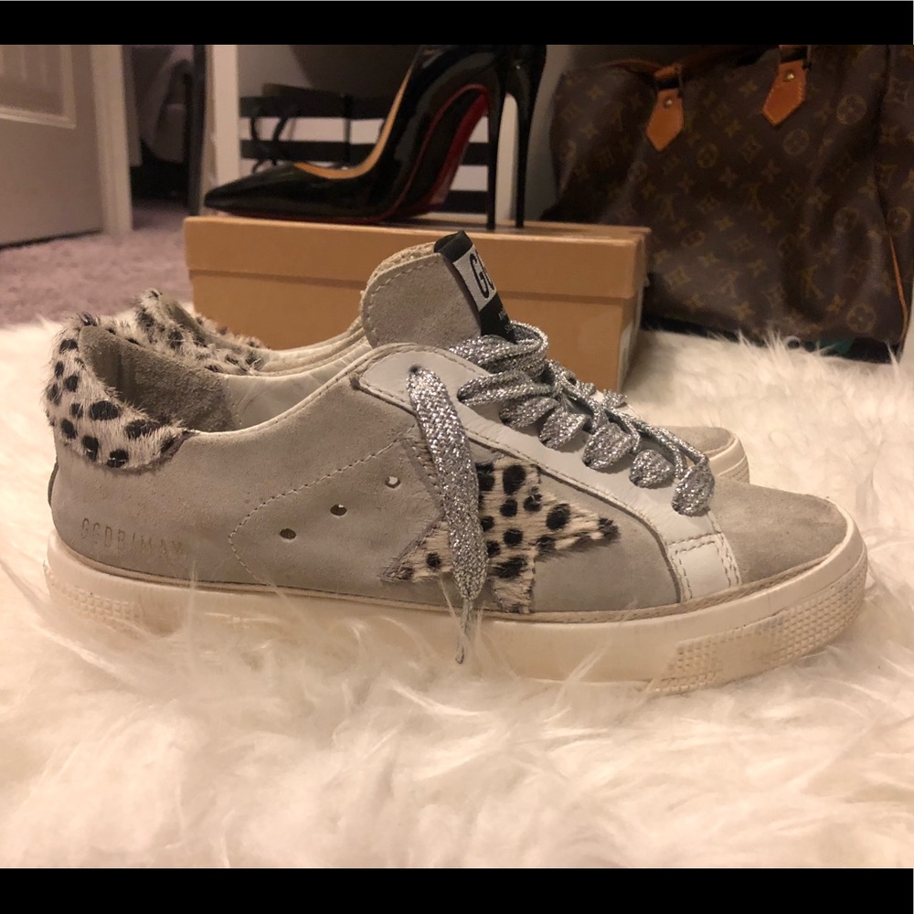 Golden goose may leopard and suede